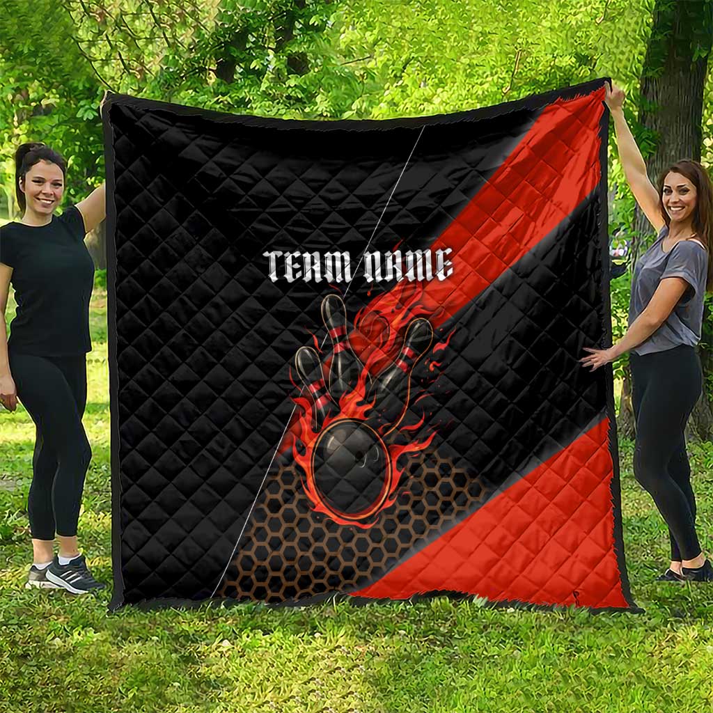 Personalized Bowling Tournament Quilt Ball Strike Black And Red Custom Bowling Team - Wonder Print Shop