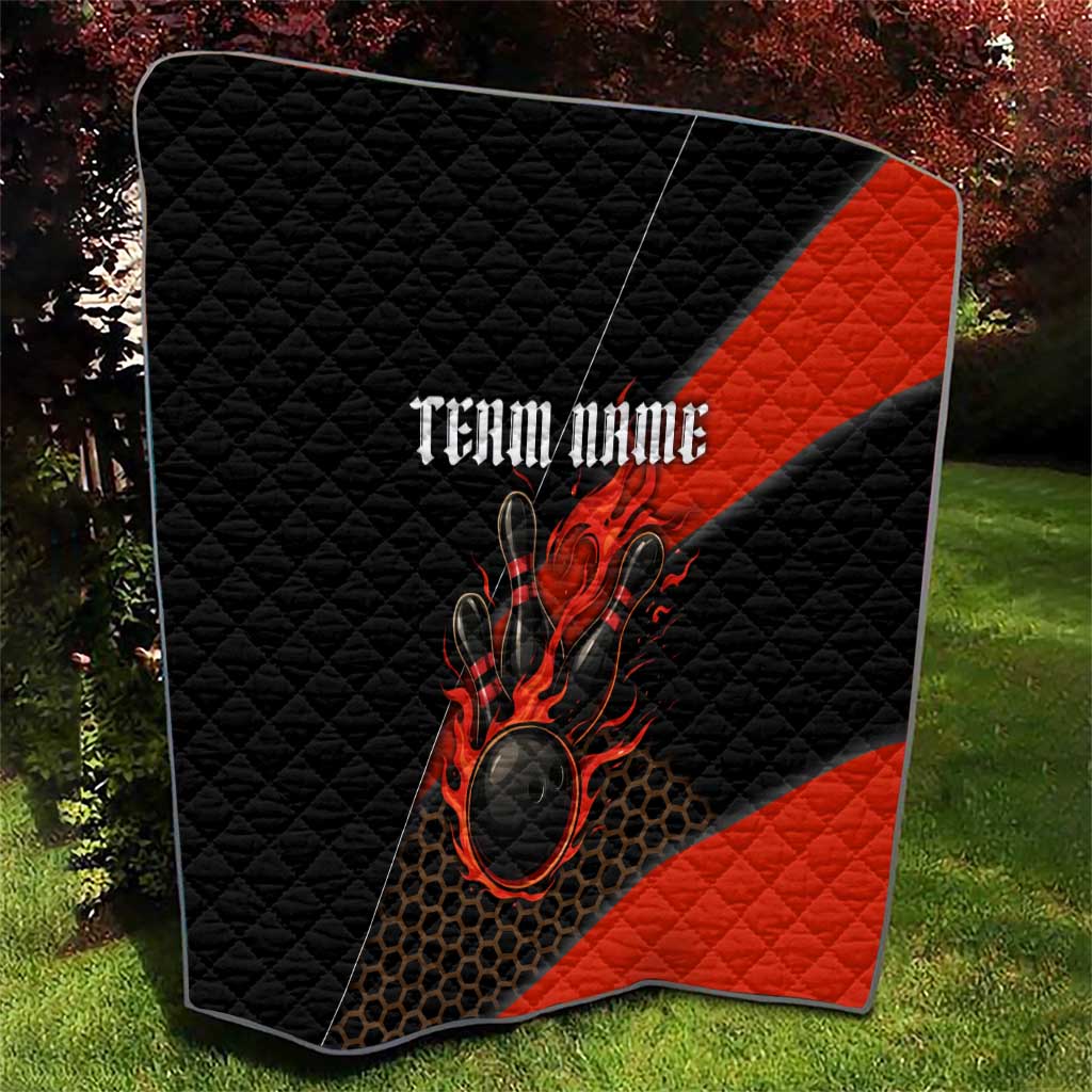 Personalized Bowling Tournament Quilt Ball Strike Black And Red Custom Bowling Team - Wonder Print Shop