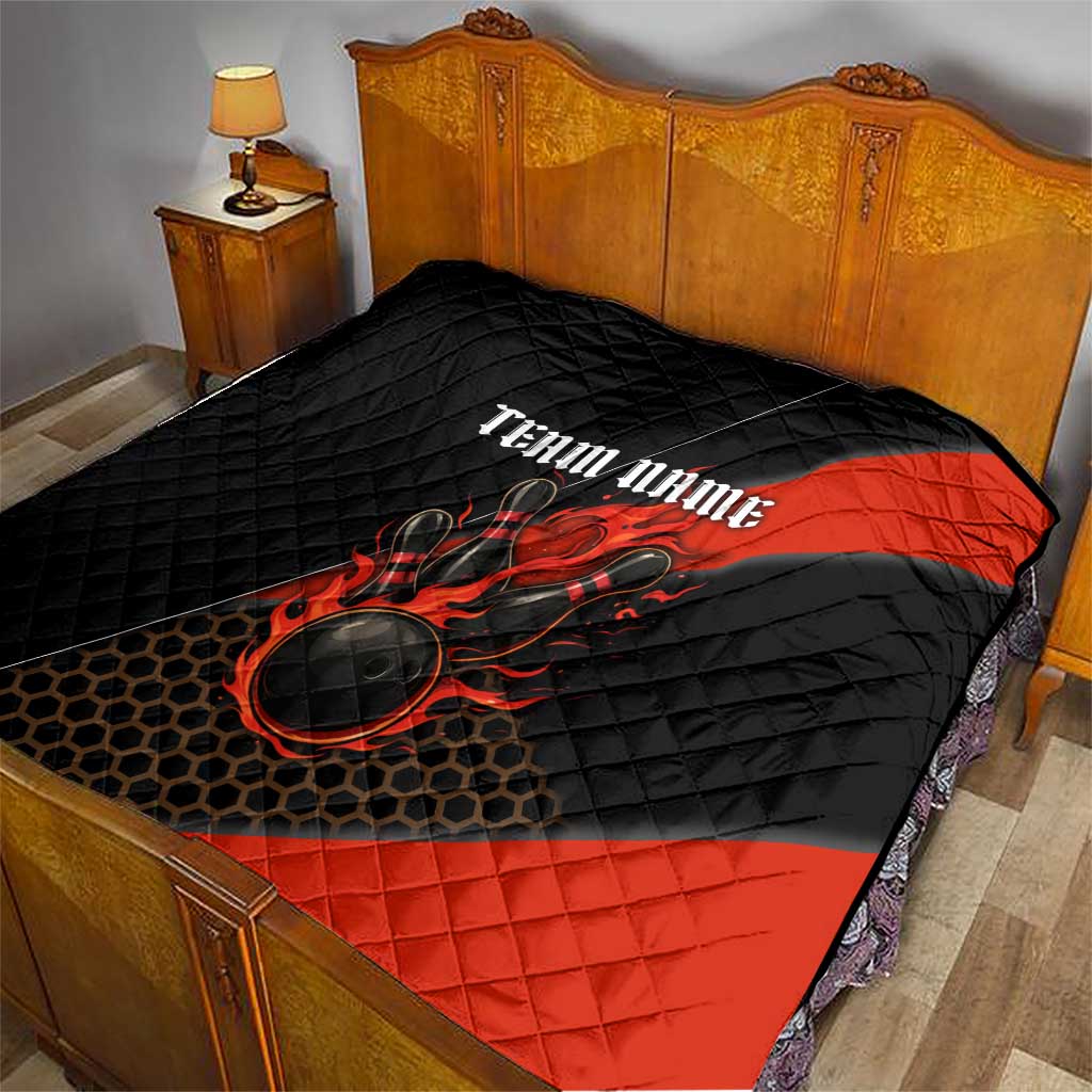 Personalized Bowling Tournament Quilt Ball Strike Black And Red Custom Bowling Team - Wonder Print Shop