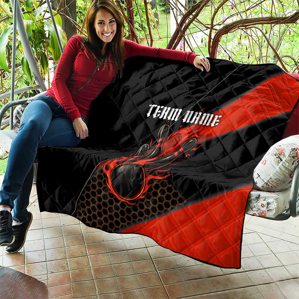 Personalized Bowling Tournament Quilt Ball Strike Black And Red Custom Bowling Team - Wonder Print Shop