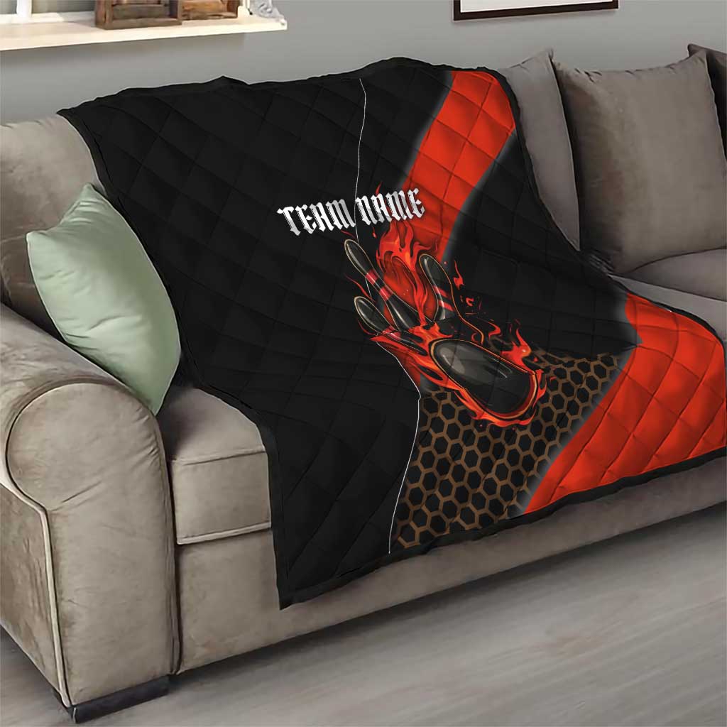 Personalized Bowling Tournament Quilt Ball Strike Black And Red Custom Bowling Team - Wonder Print Shop