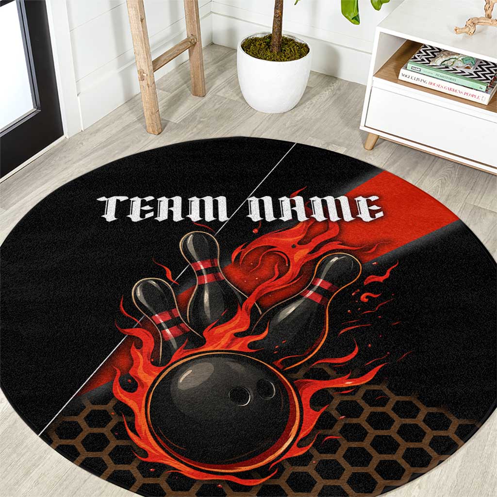 Personalized Bowling Tournament Round Carpet Ball Strike Black And Red Custom Bowling Team - Wonder Print Shop