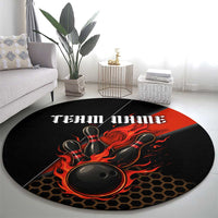Personalized Bowling Tournament Round Carpet Ball Strike Black And Red Custom Bowling Team - Wonder Print Shop