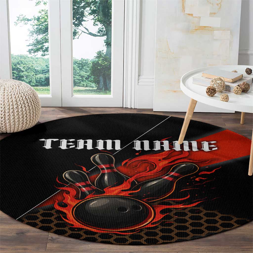 Personalized Bowling Tournament Round Carpet Ball Strike Black And Red Custom Bowling Team - Wonder Print Shop