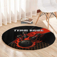 Personalized Bowling Tournament Round Carpet Ball Strike Black And Red Custom Bowling Team - Wonder Print Shop