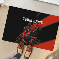 Personalized Bowling Tournament Rubber Doormat Ball Strike Black And Red Custom Bowling Team - Wonder Print Shop
