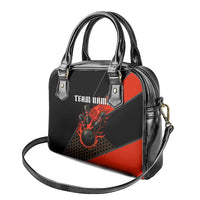 Personalized Bowling Tournament Shoulder Handbag Ball Strike Black And Red Custom Bowling Team - Wonder Print Shop