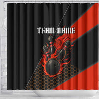 Personalized Bowling Tournament Shower Curtain Ball Strike Black And Red Custom Bowling Team - Wonder Print Shop