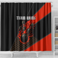 Personalized Bowling Tournament Shower Curtain Ball Strike Black And Red Custom Bowling Team - Wonder Print Shop