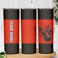 Personalized Bowling Tournament Skinny Tumbler Ball Strike Black And Red Custom Bowling Team - Wonder Print Shop