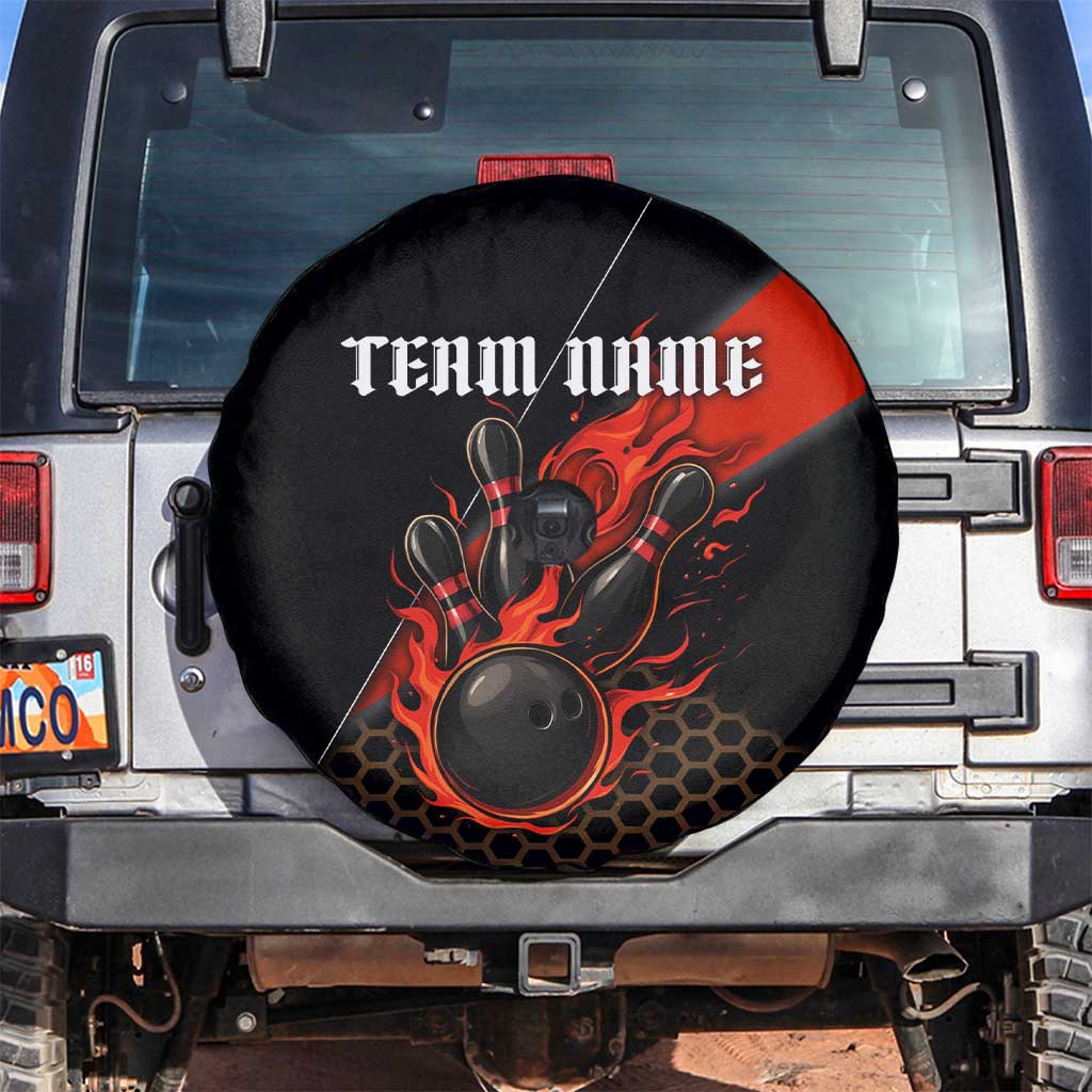 Personalized Bowling Tournament Spare Tire Cover Ball Strike Black And Red Custom Bowling Team - Wonder Print Shop