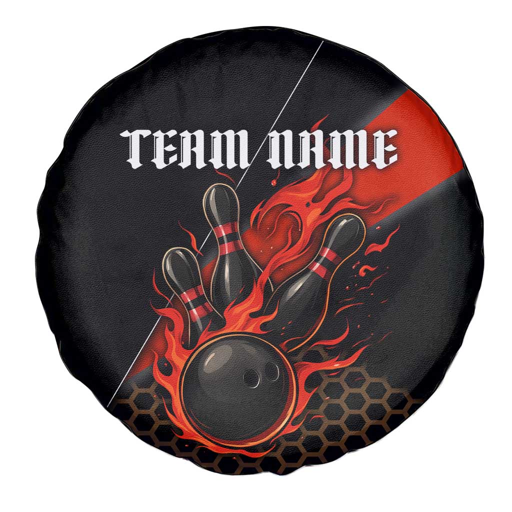 Personalized Bowling Tournament Spare Tire Cover Ball Strike Black And Red Custom Bowling Team - Wonder Print Shop