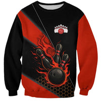 Personalized Bowling Tournament Sweatshirt Ball Strike Black And Red Custom Bowling Team - Wonder Print Shop