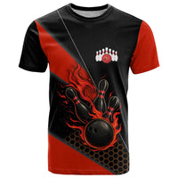 Personalized Bowling Tournament T Shirt Ball Strike Black And Red Custom Bowling Team - Wonder Print Shop