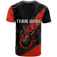 Personalized Bowling Tournament T Shirt Ball Strike Black And Red Custom Bowling Team - Wonder Print Shop