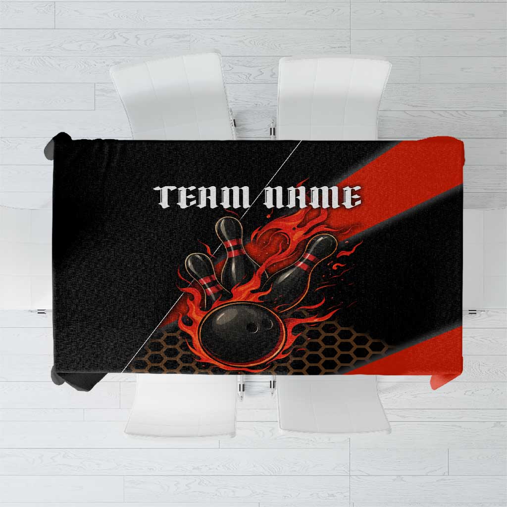 Personalized Bowling Tournament Tablecloth Ball Strike Black And Red Custom Bowling Team - Wonder Print Shop