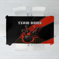 Personalized Bowling Tournament Tablecloth Ball Strike Black And Red Custom Bowling Team - Wonder Print Shop