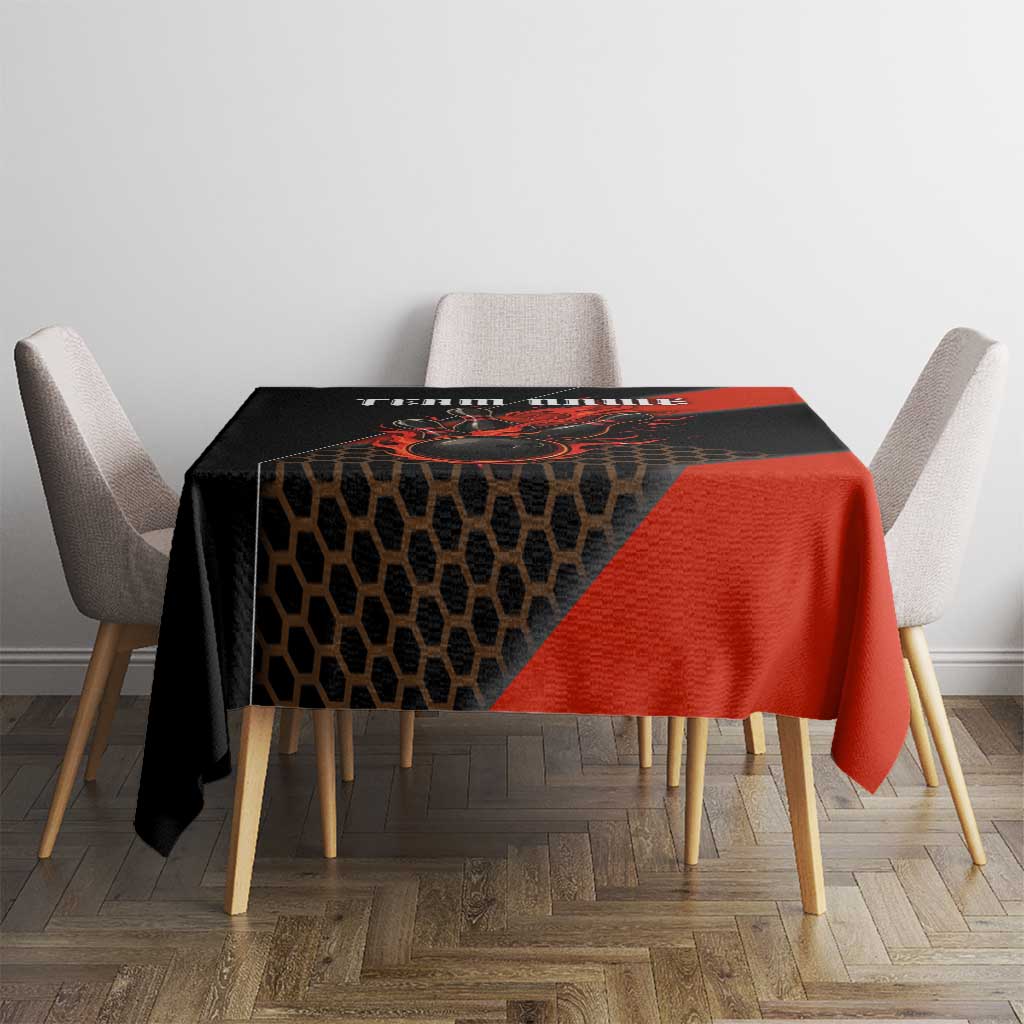 Personalized Bowling Tournament Tablecloth Ball Strike Black And Red Custom Bowling Team - Wonder Print Shop