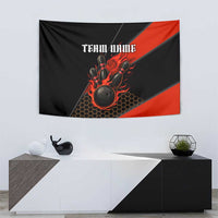 Personalized Bowling Tournament Tapestry Ball Strike Black And Red Custom Bowling Team - Wonder Print Shop