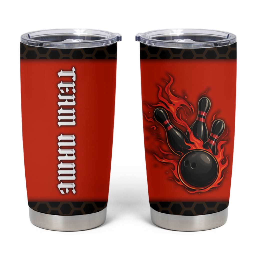 Personalized Bowling Tournament Tumbler Cup Ball Strike Black And Red Custom Bowling Team - Wonder Print Shop