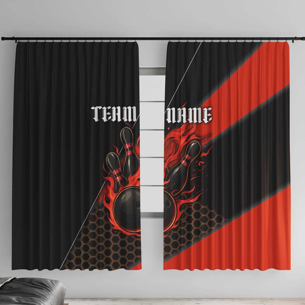 Personalized Bowling Tournament Window Curtain Ball Strike Black And Red Custom Bowling Team - Wonder Print Shop
