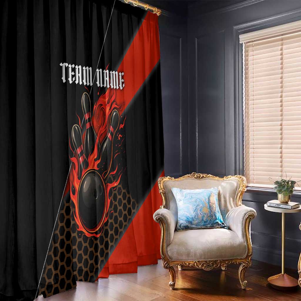 Personalized Bowling Tournament Window Curtain Ball Strike Black And Red Custom Bowling Team - Wonder Print Shop