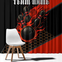 Personalized Bowling Tournament Window Curtain Ball Strike Black And Red Custom Bowling Team - Wonder Print Shop