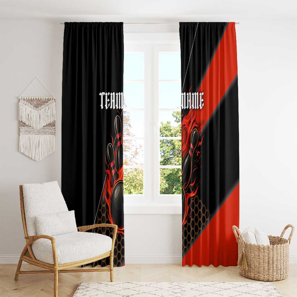Personalized Bowling Tournament Window Curtain Ball Strike Black And Red Custom Bowling Team - Wonder Print Shop