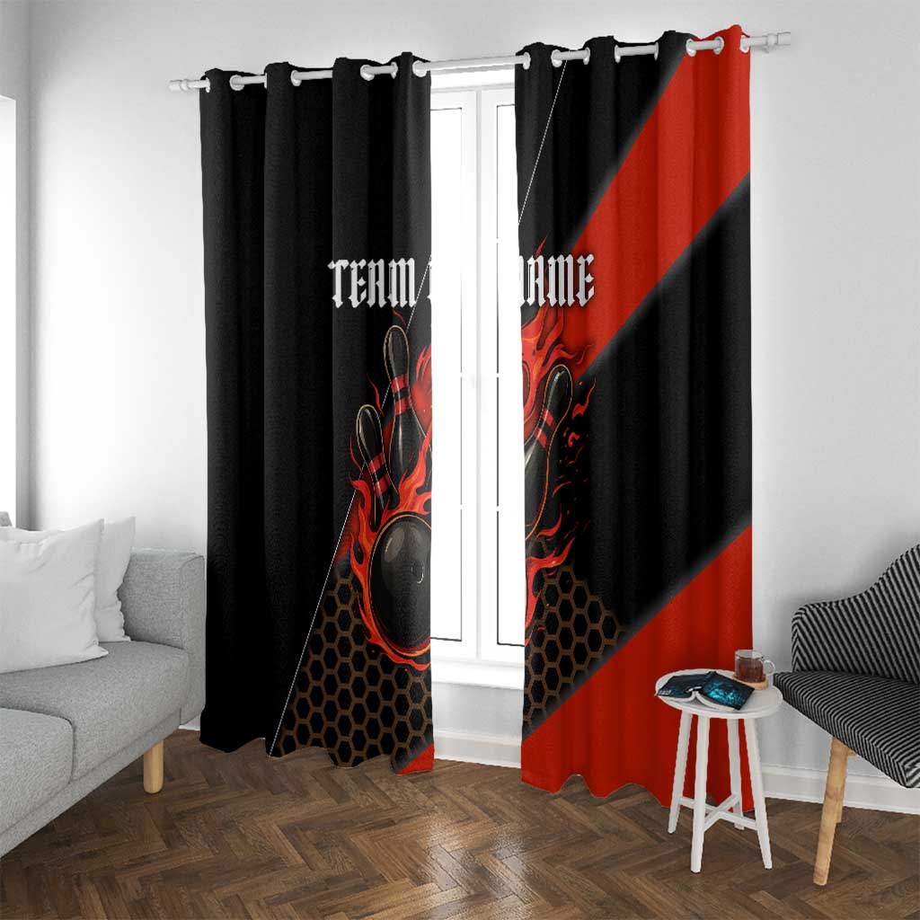 Personalized Bowling Tournament Window Curtain Ball Strike Black And Red Custom Bowling Team - Wonder Print Shop