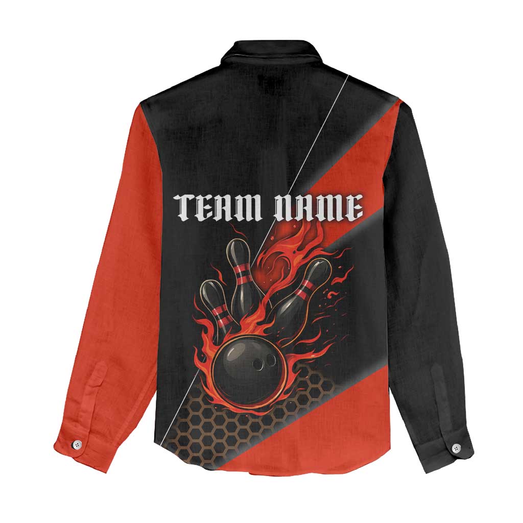 Personalized Bowling Tournament Women Casual Shirt Ball Strike Black And Red Custom Bowling Team - Wonder Print Shop