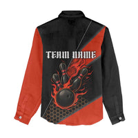 Personalized Bowling Tournament Women Casual Shirt Ball Strike Black And Red Custom Bowling Team - Wonder Print Shop