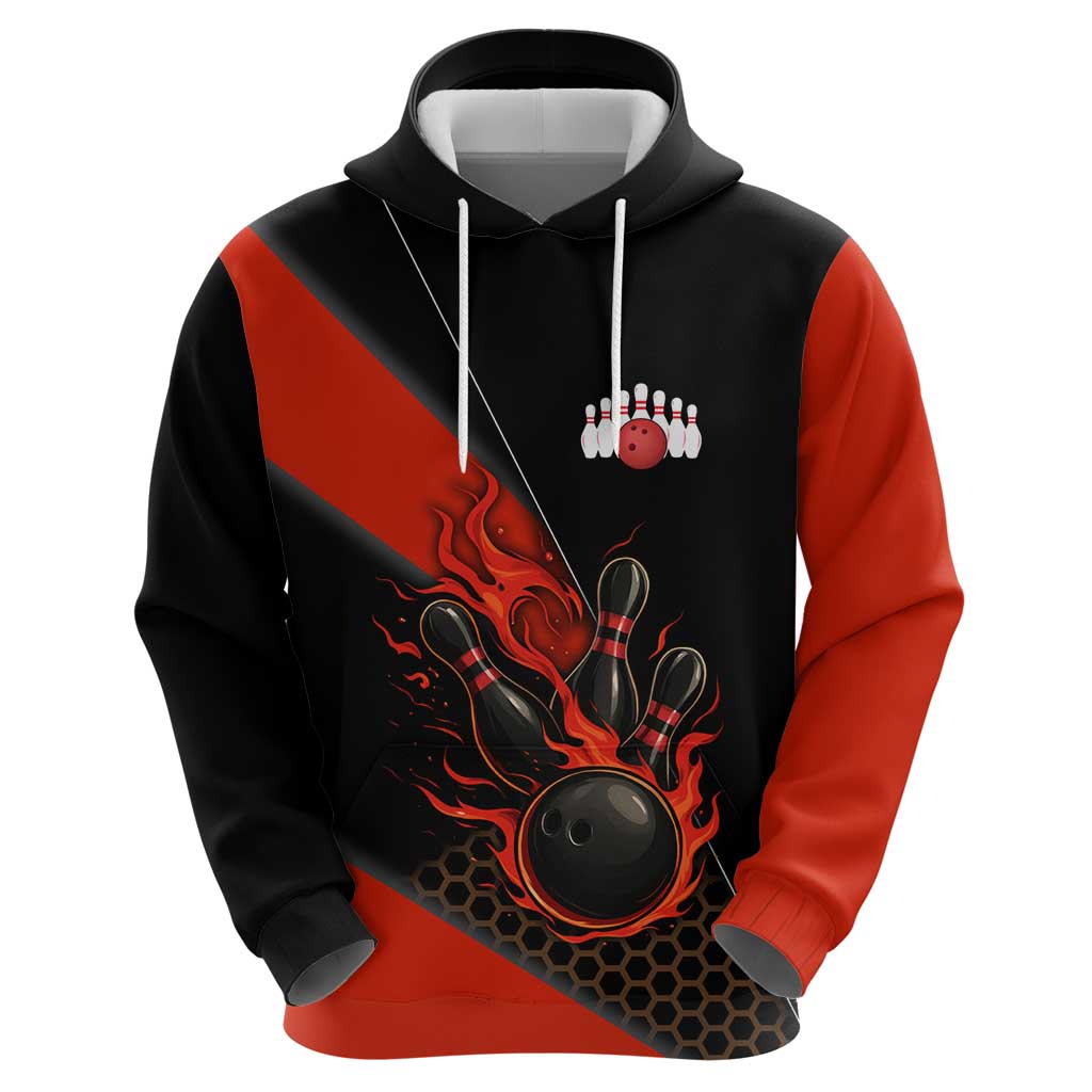 Personalized Bowling Tournament Zip Hoodie Ball Strike Black And Red Custom Bowling Team - Wonder Print Shop