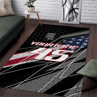 Custom Bike Shirt Racing Motocross Area Rug American Flag and Black Hexagon Lightning Graphic Design - Wonder Print Shop