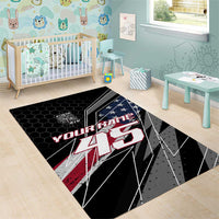 Custom Bike Shirt Racing Motocross Area Rug American Flag and Black Hexagon Lightning Graphic Design - Wonder Print Shop