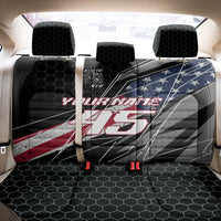 Custom Bike Shirt Racing Motocross Back Car Seat Cover American Flag and Black Hexagon Lightning Graphic Design - Wonder Print Shop