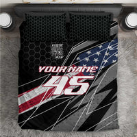 Custom Bike Shirt Racing Motocross Bedding Set American Flag and Black Hexagon Lightning Graphic Design - Wonder Print Shop