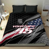 Custom Bike Shirt Racing Motocross Bedding Set American Flag and Black Hexagon Lightning Graphic Design - Wonder Print Shop