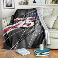 Custom Bike Shirt Racing Motocross Blanket American Flag and Black Hexagon Lightning Graphic Design - Wonder Print Shop