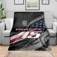 Custom Bike Shirt Racing Motocross Blanket American Flag and Black Hexagon Lightning Graphic Design - Wonder Print Shop