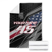 Custom Bike Shirt Racing Motocross Blanket American Flag and Black Hexagon Lightning Graphic Design - Wonder Print Shop