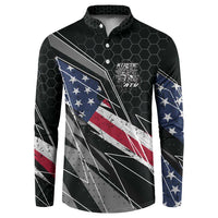 Custom Bike Shirt Racing Motocross Button Sweatshirt American Flag and Black Hexagon Lightning Graphic Design - Wonder Print Shop
