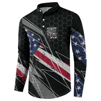 Custom Bike Shirt Racing Motocross Button Sweatshirt American Flag and Black Hexagon Lightning Graphic Design - Wonder Print Shop
