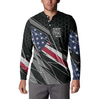 Custom Bike Shirt Racing Motocross Button Sweatshirt American Flag and Black Hexagon Lightning Graphic Design - Wonder Print Shop