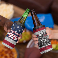 Custom Bike Shirt Racing Motocross 4 in 1 Can Cooler Tumbler American Flag and Black Hexagon Lightning Graphic Design - Wonder Print Shop