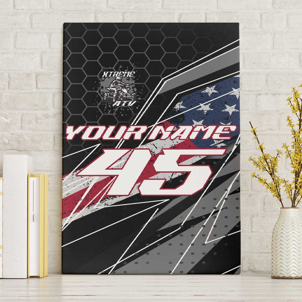 Custom Bike Shirt Racing Motocross Canvas Wall Art American Flag and Black Hexagon Lightning Graphic Design - Wonder Print Shop