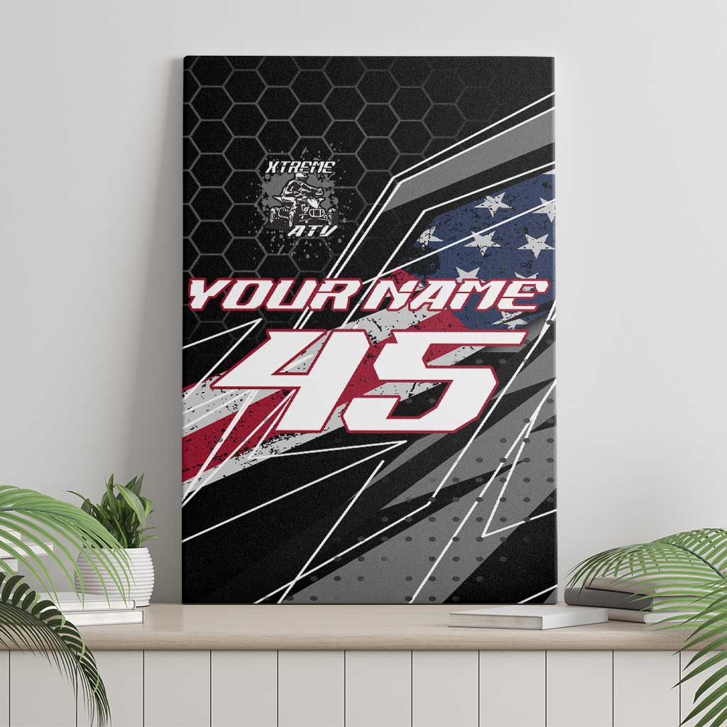 Custom Bike Shirt Racing Motocross Canvas Wall Art American Flag and Black Hexagon Lightning Graphic Design - Wonder Print Shop
