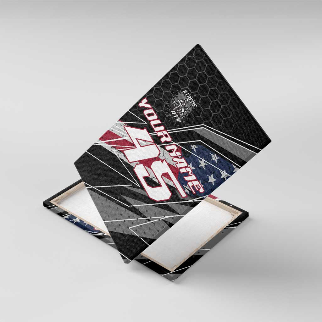 Custom Bike Shirt Racing Motocross Canvas Wall Art American Flag and Black Hexagon Lightning Graphic Design - Wonder Print Shop
