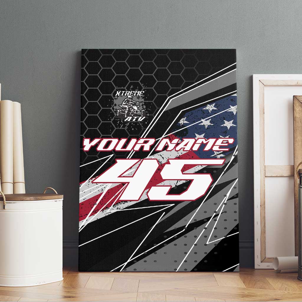 Custom Bike Shirt Racing Motocross Canvas Wall Art American Flag and Black Hexagon Lightning Graphic Design - Wonder Print Shop