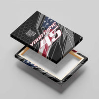 Custom Bike Shirt Racing Motocross Canvas Wall Art American Flag and Black Hexagon Lightning Graphic Design - Wonder Print Shop