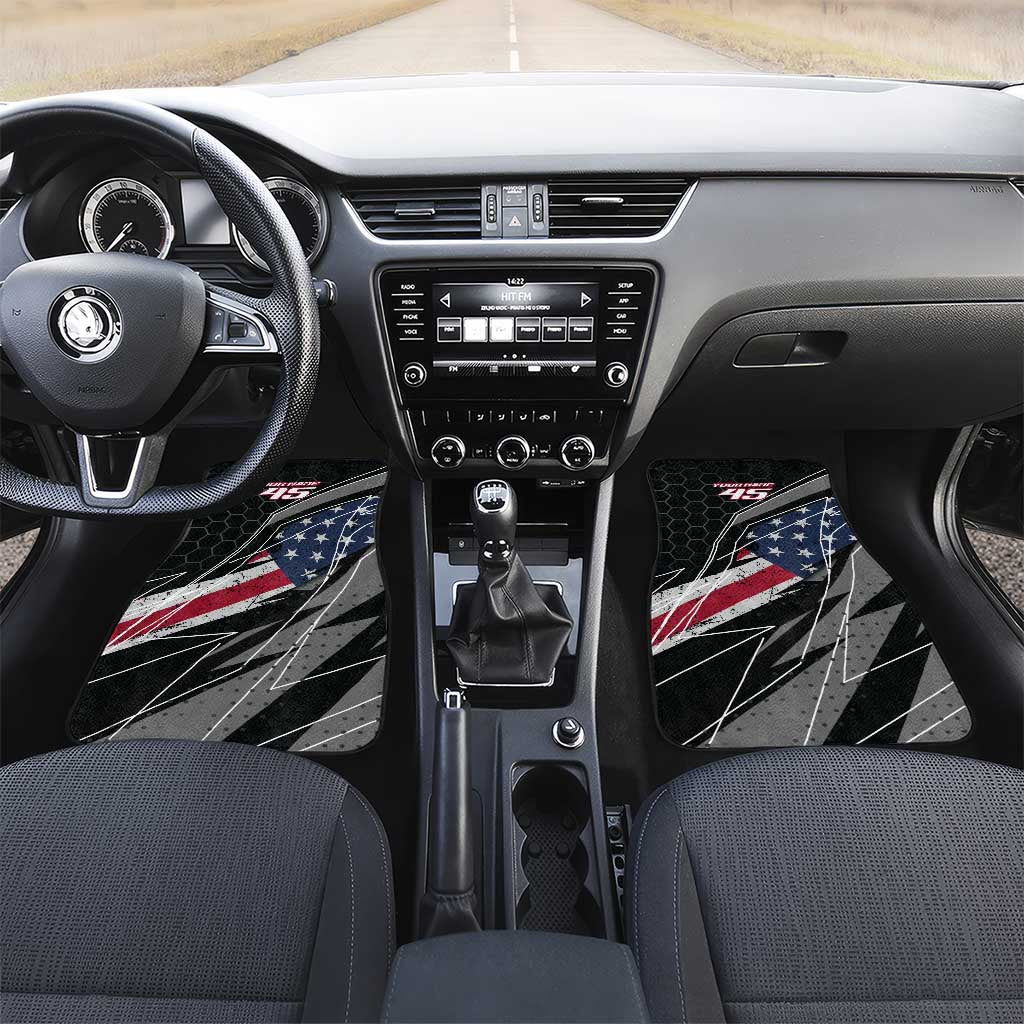 Custom Bike Shirt Racing Motocross Car Mats American Flag and Black Hexagon Lightning Graphic Design - Wonder Print Shop